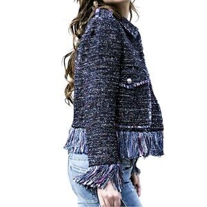 For The Republic Tweed Fringe Jacket